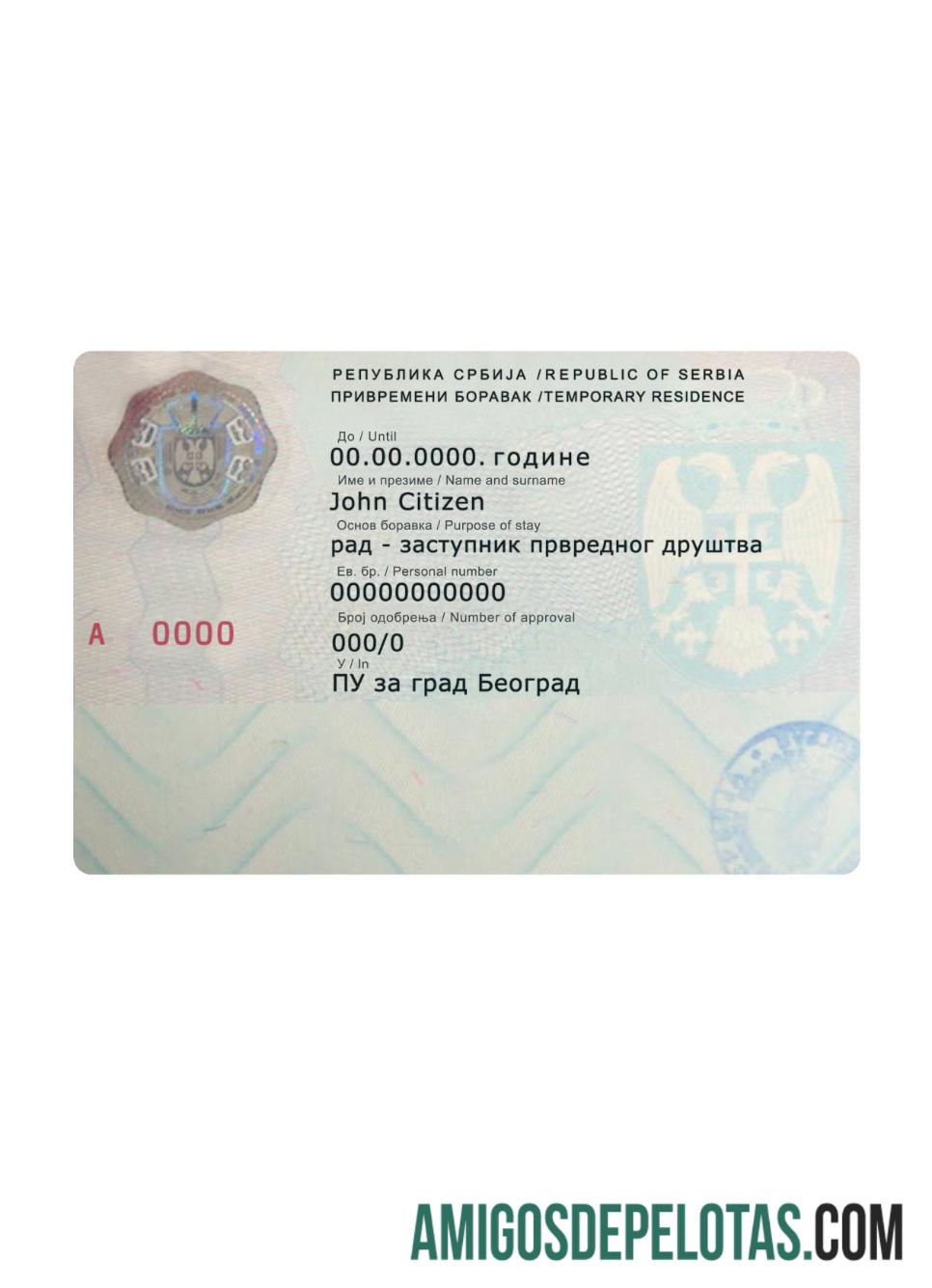 Residência Temporária na Sérvia exemplo real